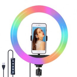Цветная кольцевая LED лампа RGB 30 см с Держателем под телефон