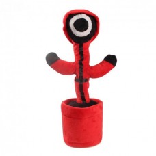 Танцующий кальмар кактус мягкая игрушка повторюшка "Игра в кальмар" поёт и повторяет слова светится охранник круг USB на аккумуляторе 
