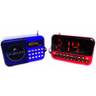 Часы, будильник, mp3-плеер, FM-радиоприемник, портативная колонка YG-80