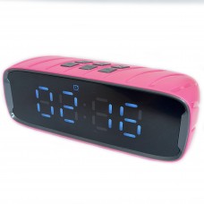 Портативная Bluetooth стерео колонка часы будильник радиоприемник WSTER WSA-858 BT Розовая (858 Pink)