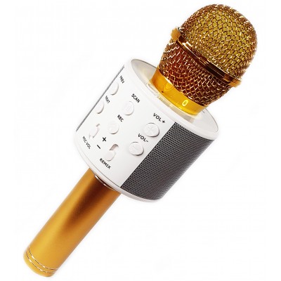 Беспроводной микрофон для караоке SQone 858 портативная колонка Золотой (858 G)