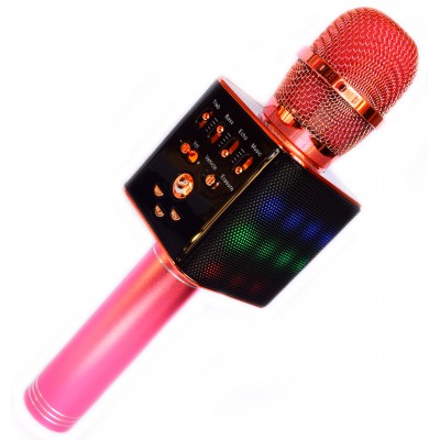 Беспроводной караоке микрофон стерео колонка со цветомузыкой WSTER L18 Розовое золото (L18 Pink)