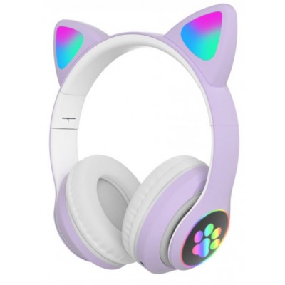 Оригинальные беспроводные Bluetooth стерео наушники с кошачьими LED ушками Fingertime Cat VZV-23 M  Фиолетовые Violet (23 Violet)