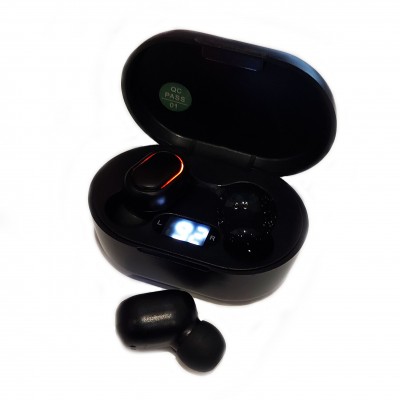 Bluetooth стерео наушники беспроводные c боксом для зарядки HBQ Air Mi True A6 TWS с LCD дисплеем Черные (A6 LCD HBQ Black)