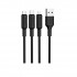 USB Cable Hoco X25 Soarer 3 in1 Lightning / MicroUSB / Type-C Black 1m (X25)