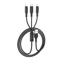 USB Кабель Hoco X25 Soarer 3 in1 Lightning / MicroUSB / Type-C Black 1m